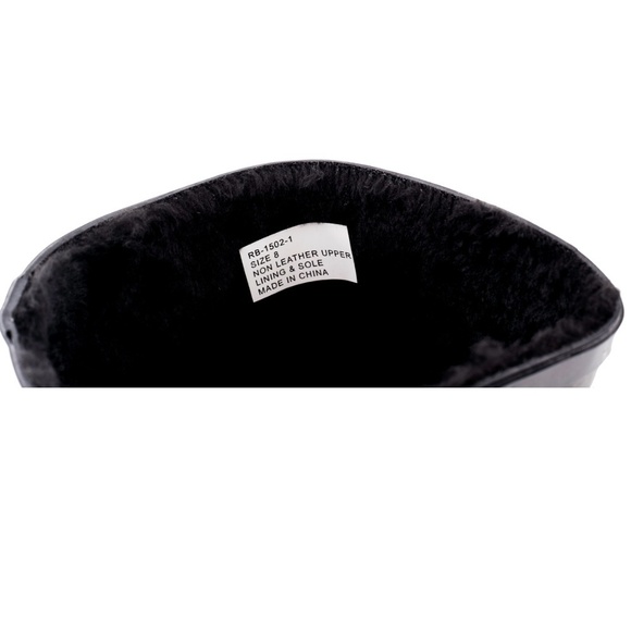 Women's Rain Boots, Rubber Mid Calf Lined RainBoots, RB-1502, Fur Black - Picture 6 of 7